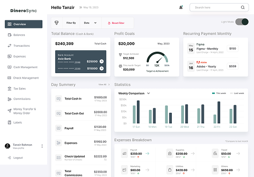 DineroSync product interface
